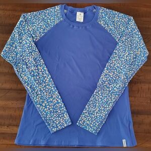 NWT Body Glove Women's Blue Long Sleeve Rash Guard with Floral Print - Size L